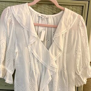 Sold out Madewell White Cotton/Lace Shirt • SZ S
